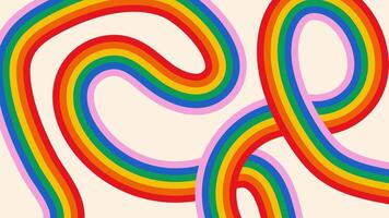 groovy abstract achtergrond met kromme regenboog gekleurde strepen. retro vector backdrop in 60-70 hippie stijl. wijnoogst hand- getrokken streep afdrukken illustratie. modieus sjabloon voor ontwerp banier