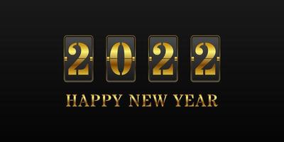 gelukkig nieuwjaar 2022. met gouden flip klok cijfers stijl ontwerp. vector illustratie