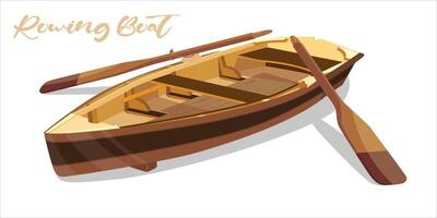 illustratie van houten roeien boot geïsoleerd Aan wit. vector boot model-