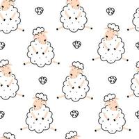cartoon dierlijke achtergrond voor kinderen schapen naadloze patroon hand getekende ontwerp in kinderstijl. gebruik voor prints, behang, decoraties, textiel, vectorillustraties. vector