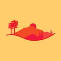 berg en Woud vector embleem, dit logo symboliseert een natuur, vrede, en kalmte