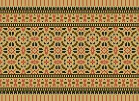 zmijanjski vez borduurwerk stijl vector lang horizontaal naadloos patroon - textiel of kleding stof afdrukken geïnspireerd door kruissteek volk kunst ontwerpen van Bosnië en herzegovina