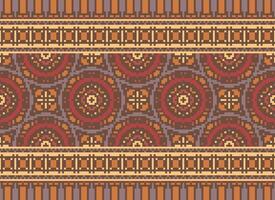 kruis steek. pixel patroon. etnisch patronen. abstract kunst. ontwerp voor tapijt, behang, kleding, textiel, kussen, gordijn, Beddengoed, tafel lopers. mehndi. rushnyk. aarde toon. vintage. vector. vector