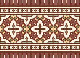 kruis steek. pixel patroon. etnisch patronen. abstract kunst. ontwerp voor tapijt, behang, kleding, textiel, kussen, gordijn, Beddengoed, tafel lopers. mehndi. rushnyk. aarde toon. vintage. vector. vector