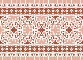 kruis steek. pixel patroon. etnisch patronen. abstract kunst. ontwerp voor tapijt, behang, kleding, textiel, kussen, gordijn, Beddengoed, tafel lopers. mehndi. rushnyk. aarde toon. vintage. vector. vector