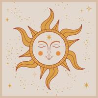 de oude symbool van de zon met gezicht vector