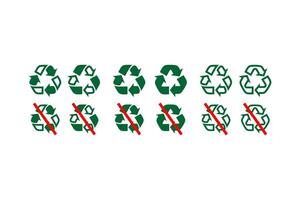 reeks vector circulaire pijlen en recycling symbool Aan licht achtergrond