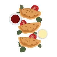 vector illustratie logo heerlijk calzone pizza of gevouwen pizza