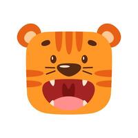 tekenfilm tijger brult. kawaii illustratie van wild dier gezicht. vector