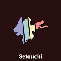 setouchi stad kleurrijk met schets kaart, Japan kaart - abstract stijl rood geïsoleerd Aan wit achtergrond voor infografisch, ontwerp vector. vector