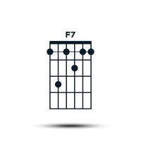 f7, eenvoudig gitaar akkoord tabel icoon vector sjabloon