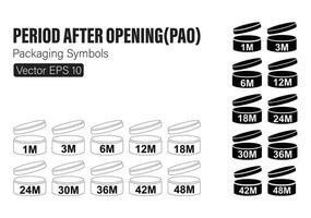 reeks van periode na opening verpakking symbolen vector