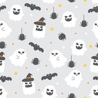 naadloos patroon van schattig geest met spin en knuppel achtergrond.halloween.karakter cartoon.afbeelding voor kaart, poster, schat kleding.spooky.kawaii.vector.illustratie vector