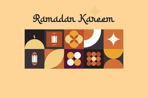 printislamitisch Ramadan kareem vakantie banier ontwerp met minimalistisch pictogrammen van moskee vector