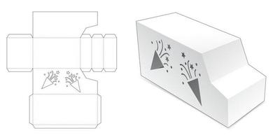 vrachtwagenvormige verpakking met confetti gestanst sjabloon vector