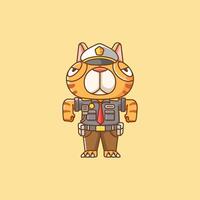 schattig kat Politie officier uniform tekenfilm dier karakter mascotte icoon vlak stijl illustratie concept vector