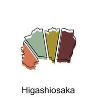 hoog gedetailleerd stad kaart van higashiosaka met kleurrijk schets grafisch illustratie sjabloon vector