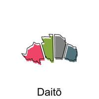kleurrijk ontwerp van kaart hoog kwaliteit kaart met vlag staat van daito, geschikt voor uw bedrijf vector