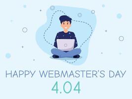gelukkig webmaster dag poster met jongen vector