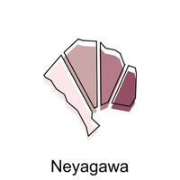 neyagawa kaart grens en namen met land van Japan, logo voor uw bedrijf vector