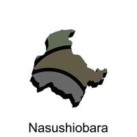 kaart stad van nasushiobara vector ontwerp sjabloon, Japan prefectuur