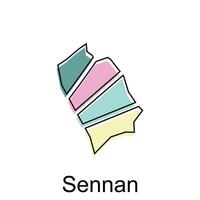 kaart stad van sennan modern schets met kleurrijk, element grafisch illustratie sjabloon vector
