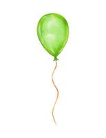 groen opblaasbaar ballon Aan een touw.waterverf en markeerstift illustratie.hand getrokken geïsoleerd schets.clip kunst van verjaardag ballon voor partij uitnodiging voor vakantie decoratie vector