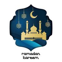 Ramadan kareem illustratie met Arabisch goud origami moskee ,halve maan maan decoratie vector