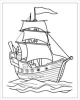 piraat schip kleur Pagina's, schip vector, zwart en wit schip illustratie vector