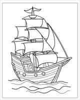 piraat schip kleur Pagina's, schip vector, zwart en wit schip illustratie vector