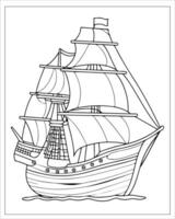 piraat schip kleur Pagina's, schip vector, zwart en wit schip illustratie vector