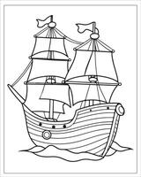 piraat schip kleur Pagina's, schip vector, zwart en wit schip illustratie vector