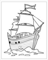 piraat schip kleur Pagina's, schip vector, zwart en wit schip illustratie vector