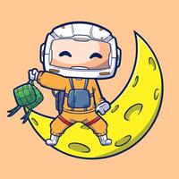 schattig astronaut Ramadan kareem. vector illustratie