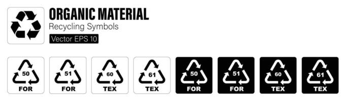 biologisch materiaal recycling identificatie symbolen vector