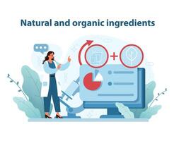 natuurlijk en biologisch ingrediënten in huidsverzorging illustratie. gebruik maken van botanisch uittreksels voor zuiver formuleringen. vector