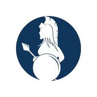 silhouet van athena logo vector ontwerp