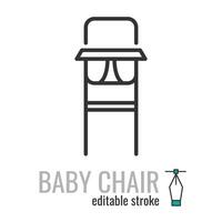 baby stoel lijn icon.voeding stoel voor zuigeling pictogram.baby hoog stoel voor aan het eten teken. vector grafiek illustratie eps 10. bewerkbare beroerte