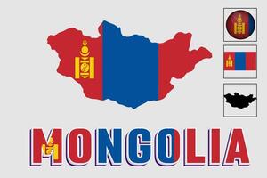 Mongolië vlag en kaart in een vector grafisch