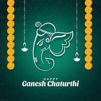 ganesh chaturthi festival wensen kaart met goudsbloem bloemen vector