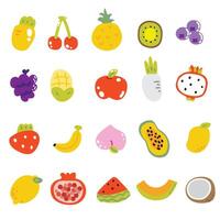 reeks van schattig fruit en groente icoon tekenfilm Aan wit achtergrond.hand getrokken collectie.farm.food.kawaii.vector.illustratie. vector