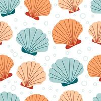 schelpen naadloos patroon. modieus achtergrond van schelpen voor omhulsel papier, web, textiel. marinier decoratie. vlak stijl vector