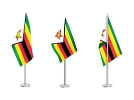 vlag van Zimbabwe met zilver paal.set van zimbabwe's nationaal vlag vector