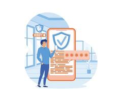 otp authenticatie beveiligen verificatie een keer wachtwoord voor beveiligen transactie Aan digitaal betaling. vlak vector modern illustratie