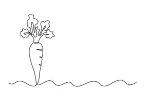wortel in een doorlopend lijn tekening van wortel vector illustratie