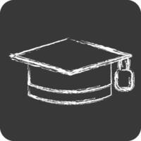 icoon diploma uitreiking hoed. verwant naar aan het leren symbool. krijt stijl. gemakkelijk ontwerp illustratie vector