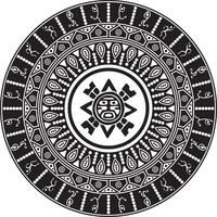 vector monochroom aztec ritueel cirkel. meetkundig ronde inheems Amerikaans ornament. sieraden van oude sjamanen.