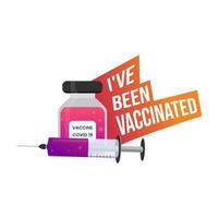 ik ben gevaccineerd. pictogram of sticker om aan te geven dat u het vaccin heeft gekregen vector