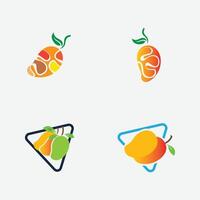 verzameling van mango fruit logos en symbolen perfect voor zakelijk, vers fruit winkel branding, enz geïsoleerd Aan grijs achtergrond vector