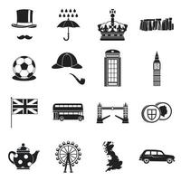 Groot-Brittannië iconen set, eenvoudige stijl vector